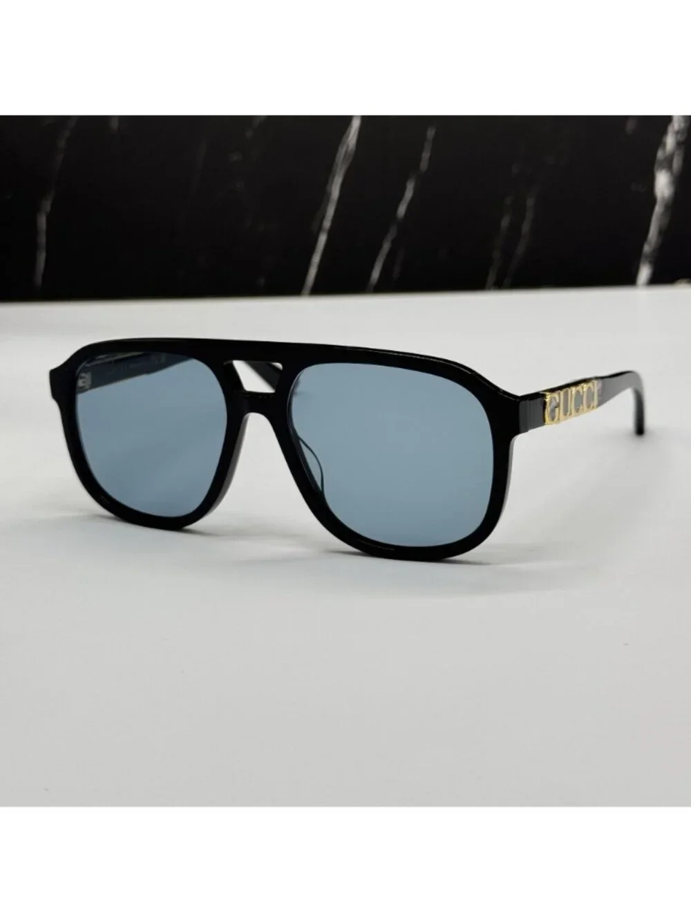 New Gucci GG1188S 004 Black Blue Unisex Aviator Sunglasses